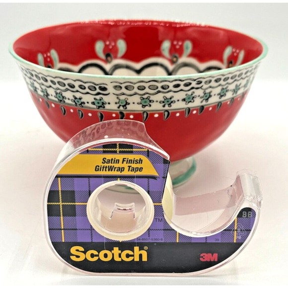 ANTHROPOLOGIE Footed Bowl Akaya Elka Red Bohemian Floral Handpainted Cereal Soup - Picture 13 of 13